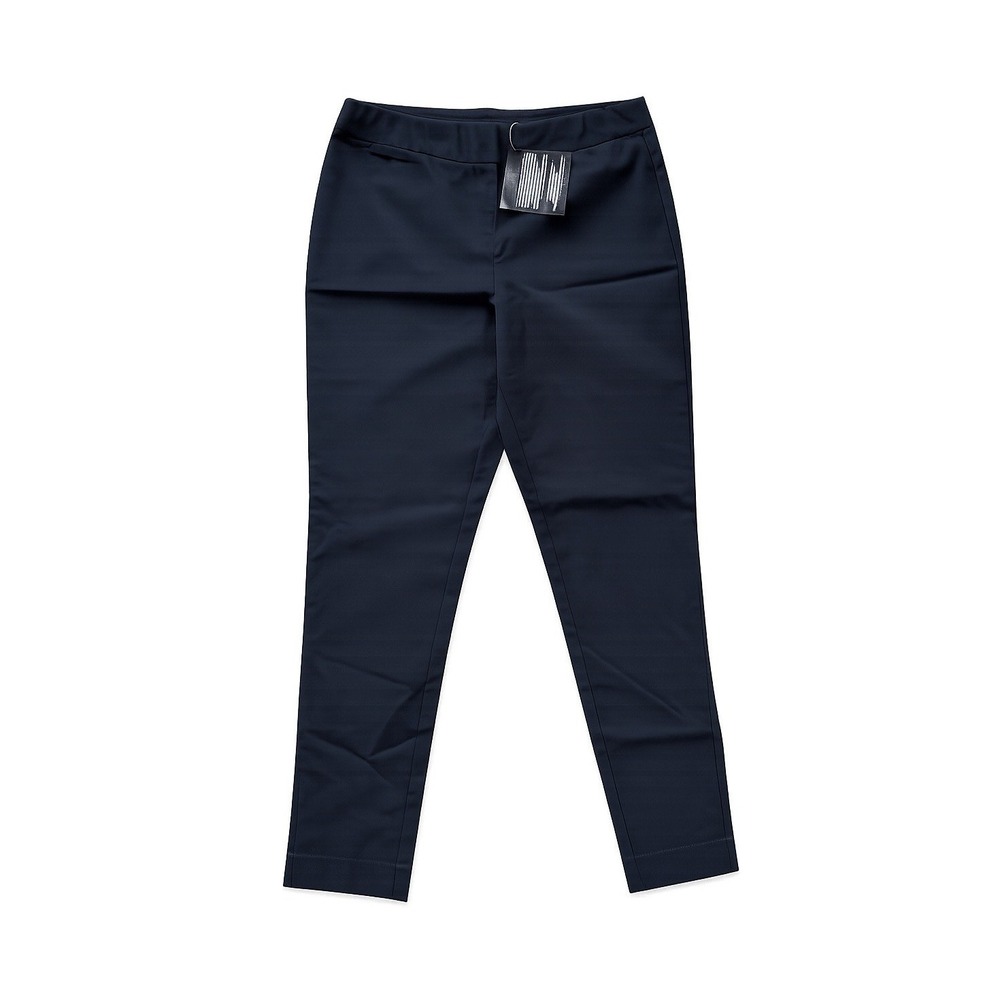 Iman Global Chic Navy Black Pull On Stretch Pants Straight Leg Womens Large NWT